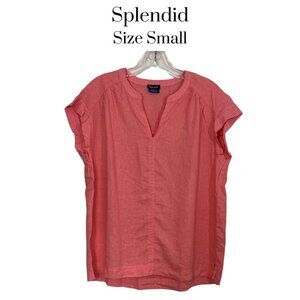 NWOT Splendid women's v neck cap sleeve linen blend lightweight shirt size small